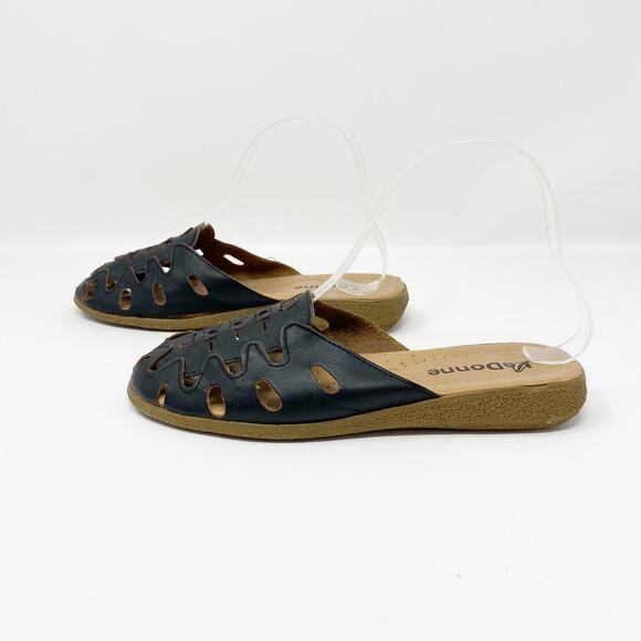 Le Donne Black Slip On Slide Sandals - Picture 4 of 8